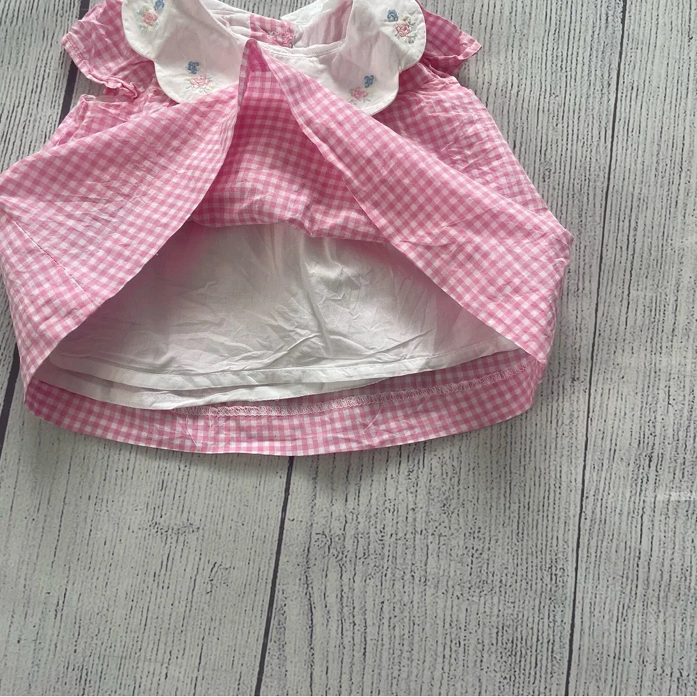 Janie and Jack Girls Pink Gingham Baby Dress and Bloomers Set Size 0-3 months
